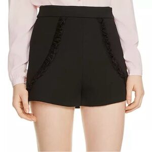 Maje Inala Ruffle-Trim Black Shorts